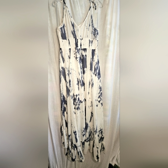 Guess Blue and White Tie-Dye Maxi High Low Dress Sz L - Picture 9 of 11